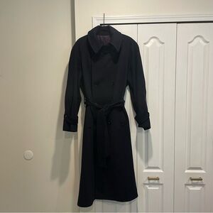 Vintage Forstman John Weitz Navy Coat Wool Blend, Made in USA Acetate Lined